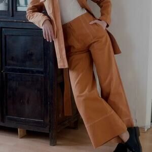 OhSevenDays Brown Copper‎ High Waisted Pick Pocket Wide Leg Trousers Size XL